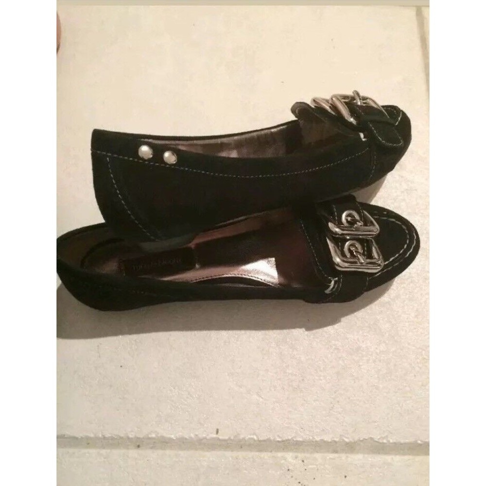 Ruby & Bloom Womens Black Suede leather Flats shoes loafers Size 5.5  M
